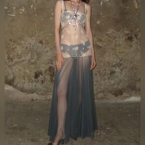 NEVER WORN - PROD Lace color-block tulle Dress, Apricot-blue